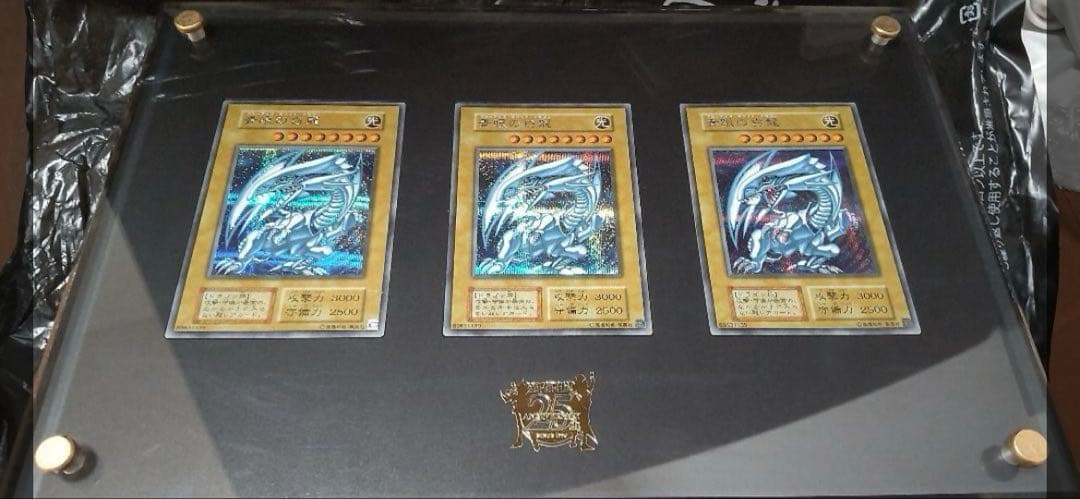 遊戯王　青眼の白龍　復刻　シークレット　3枚　ディスプレイ付き