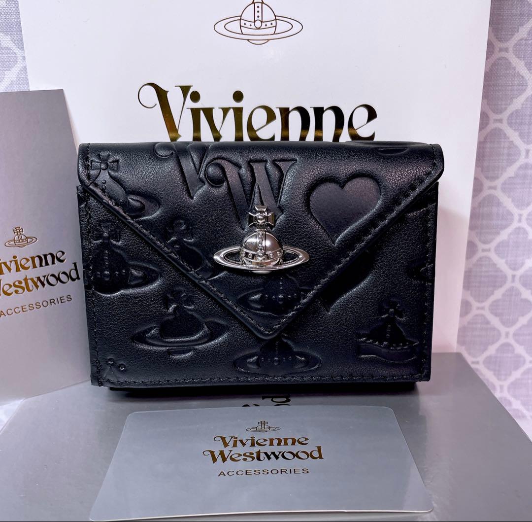 【内柄も素敵☆最新】Vivienne Westwood 三折財布 マットブラック
