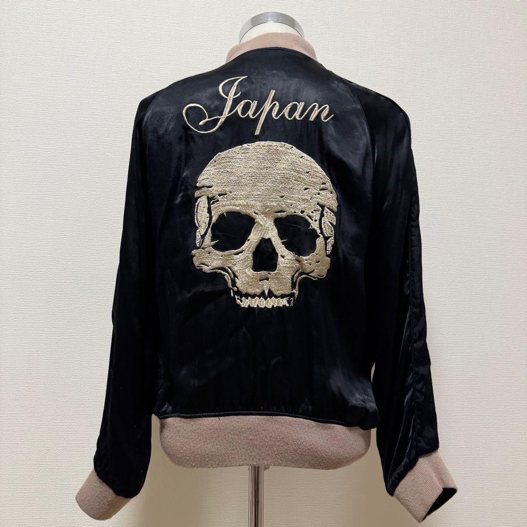 ルードギャラリー　スカジャン　スカル　刺繍　リバーシブル　レーヨン　ブラック　L