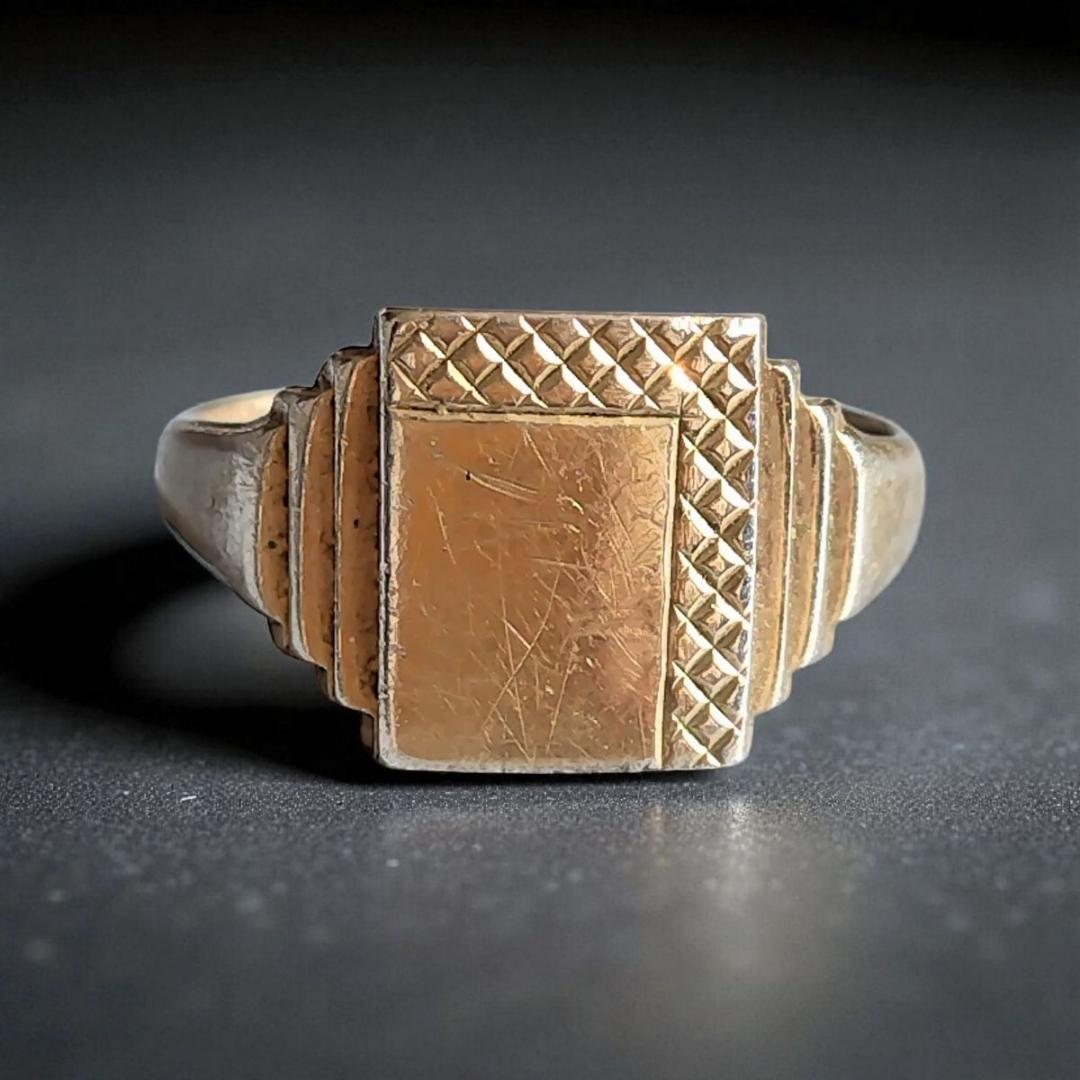 英国製 1973年 スターリングシルバー 印台リング ホールマーク 20号