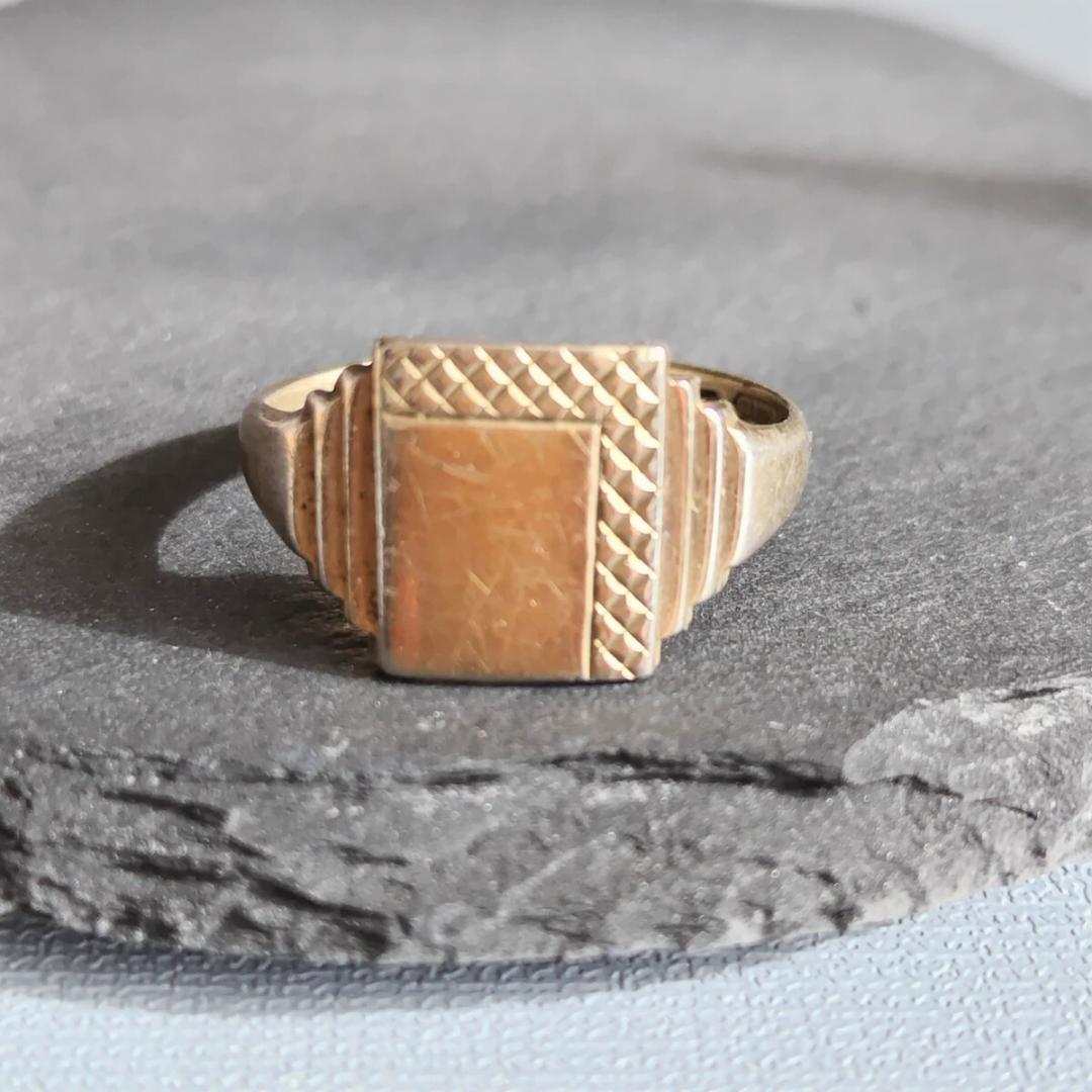 英国製 1973年 スターリングシルバー 印台リング ホールマーク 20号