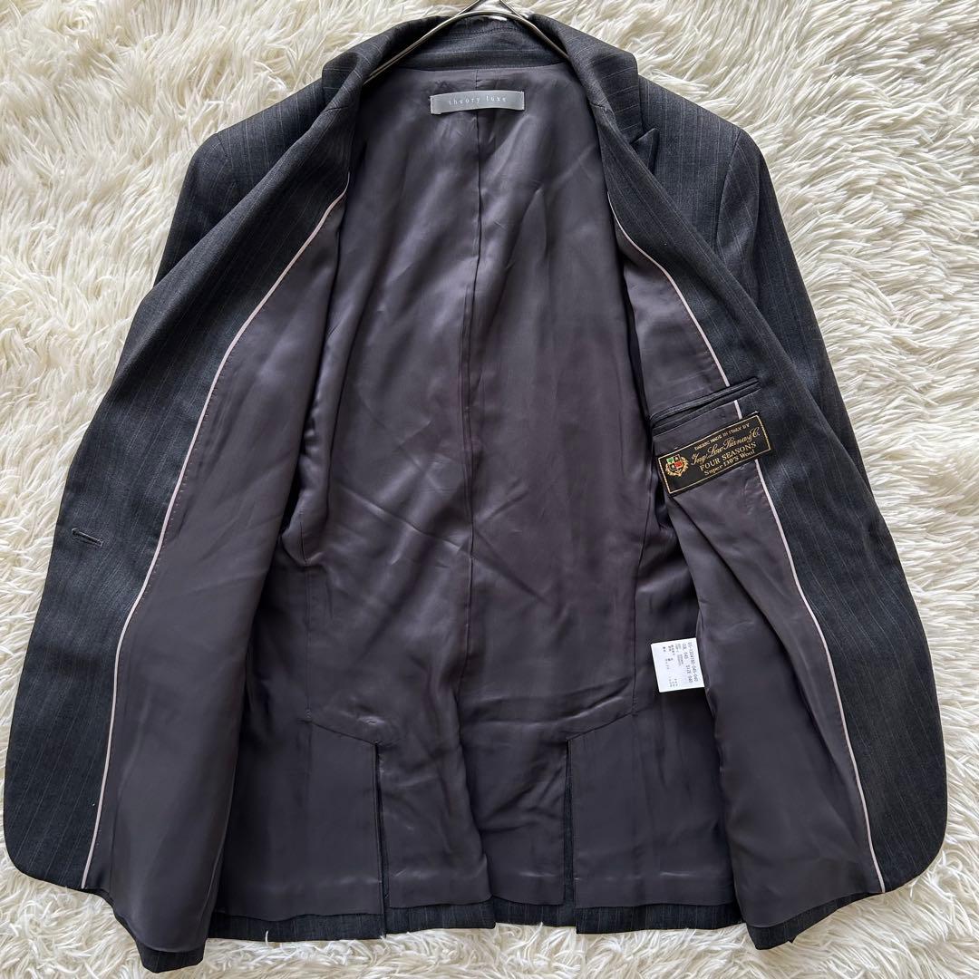 近年 セオリーリュクス パンツスーツ 最高級生地 ロロピアーナ グレー シルク混