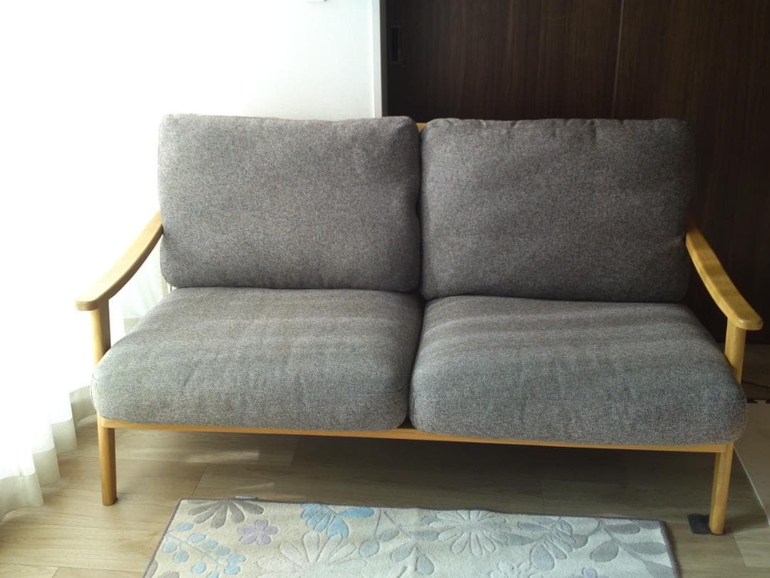 布製ソファ　天然木　WHオーク材