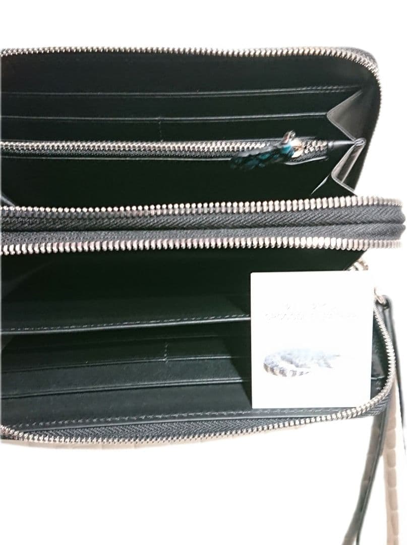 クロコダイル ダブルジップ長財布 ターコイズグリーンブルー