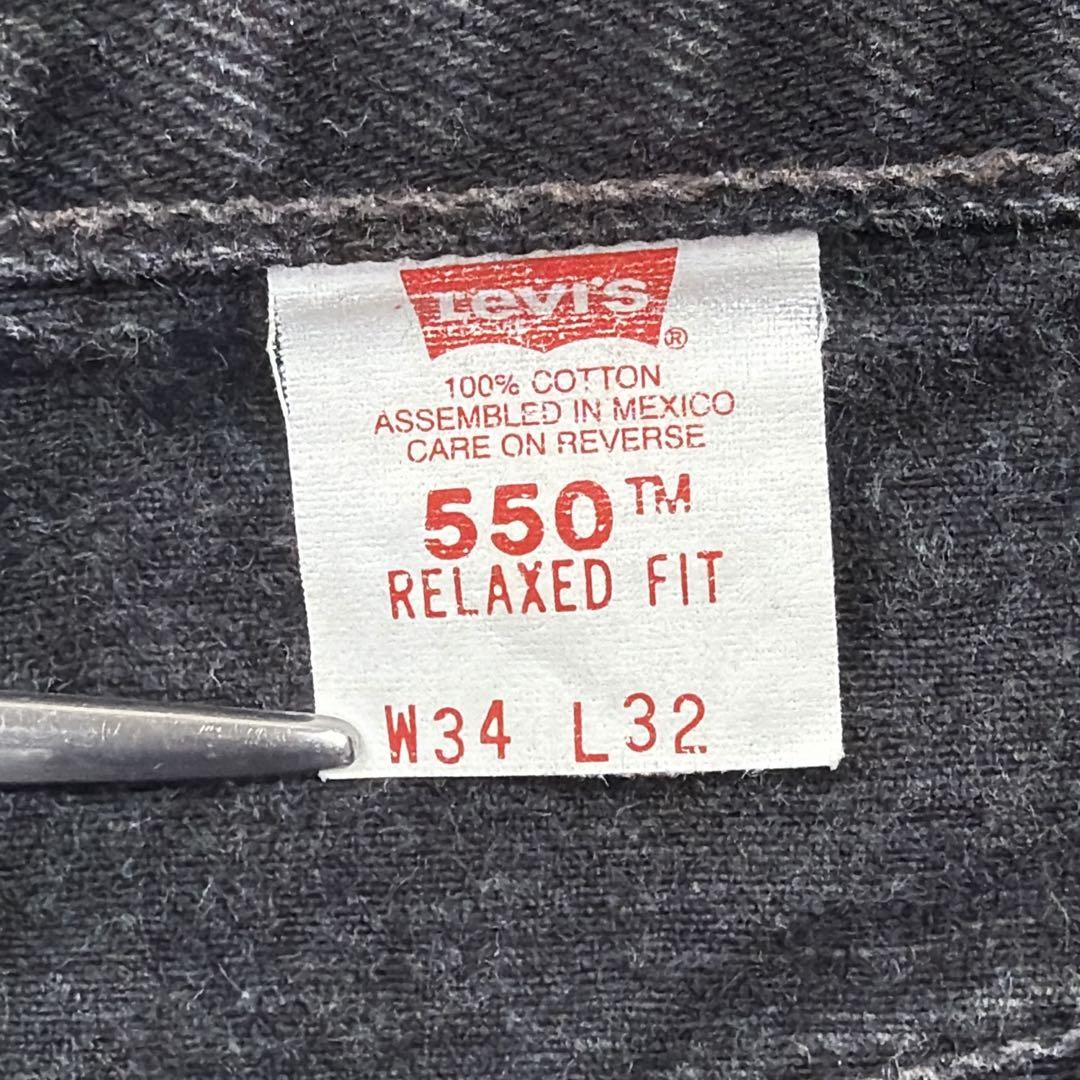 【先染め】90s Levi's 550 デニム ブラック ジーンズ 黒 W34