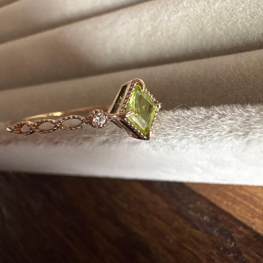 ⭐️本日限定価格！K10 ♡ ペリドット スクエアリング 約13.5号