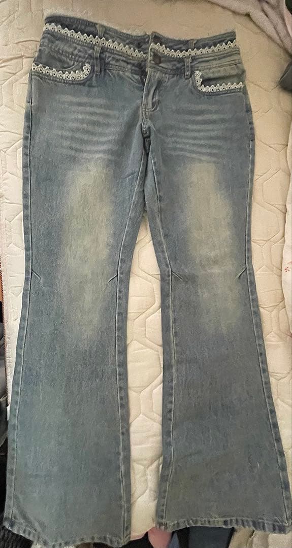 SCULPTOR ダブルウエストブーツカット デニムパンツ インディゴブルー M