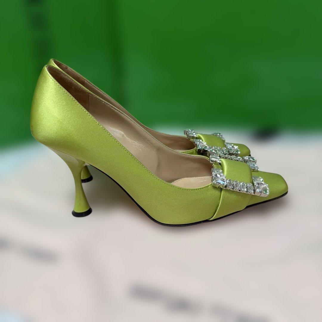 sergio rossi ライムグリーン パンプス