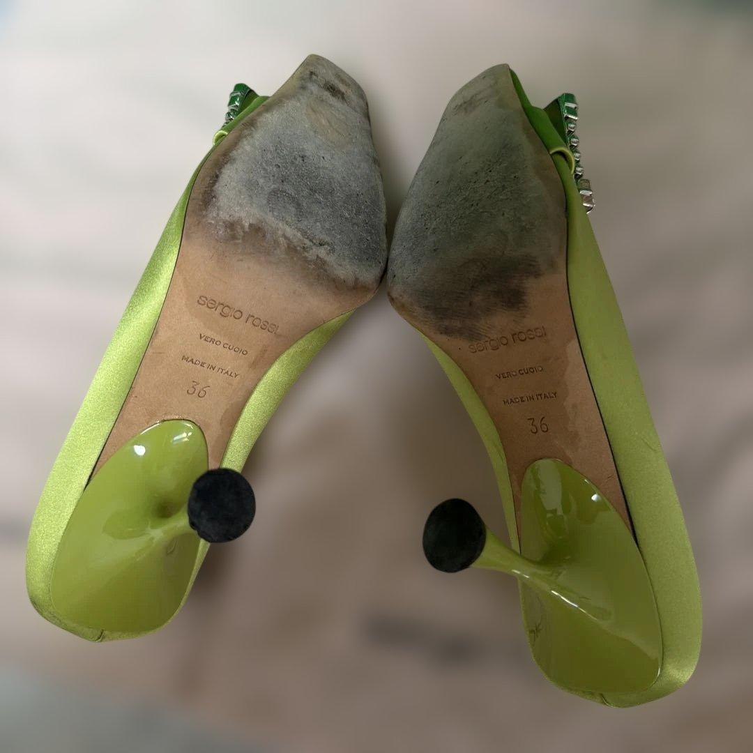 sergio rossi ライムグリーン パンプス