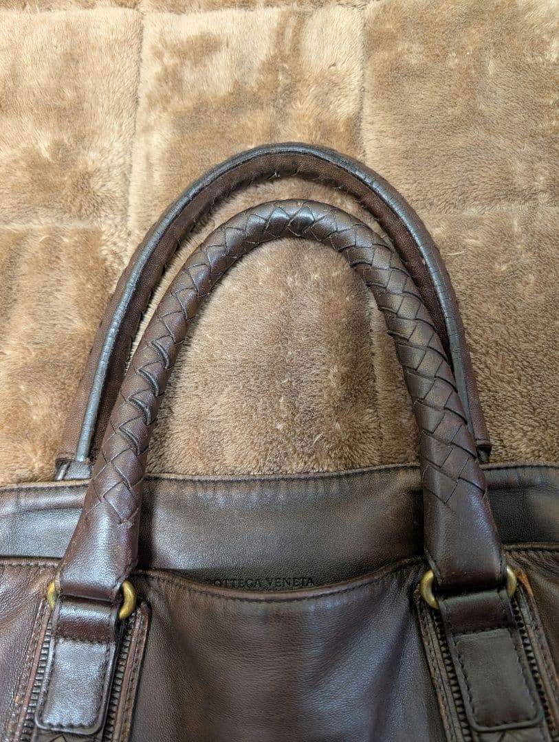 【美品】ボッテガヴェネッタ イントレチャート トートバッグ 濃茶 大容量 本革