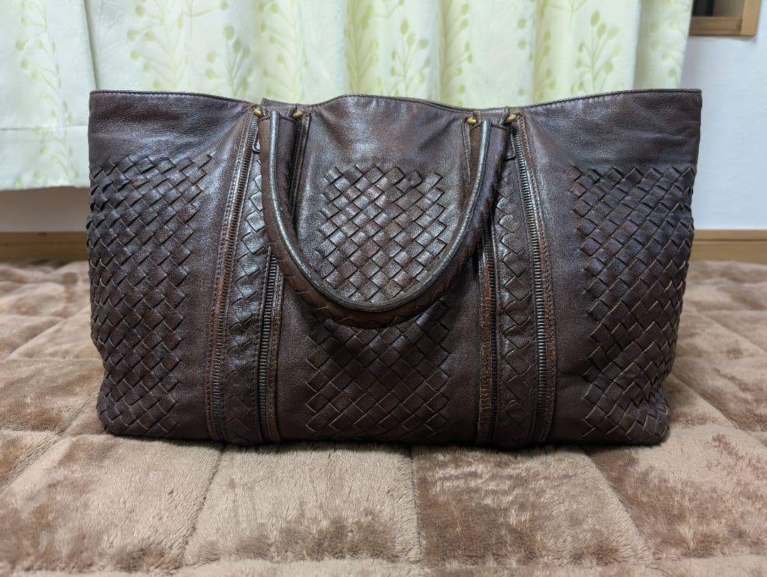 【美品】ボッテガヴェネッタ イントレチャート トートバッグ 濃茶 大容量 本革