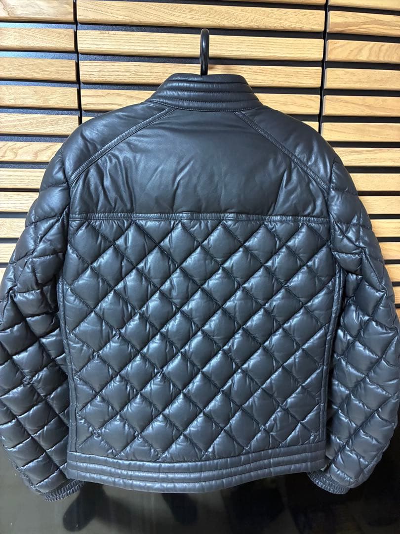 MONCLER GEMOT オールレザージャケット黒モンクレール キルティング