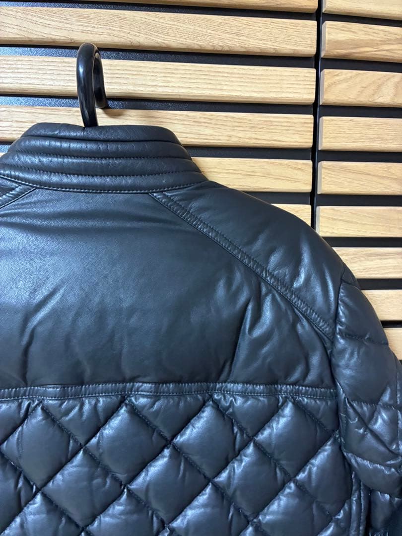 MONCLER GEMOT オールレザージャケット黒モンクレール キルティング