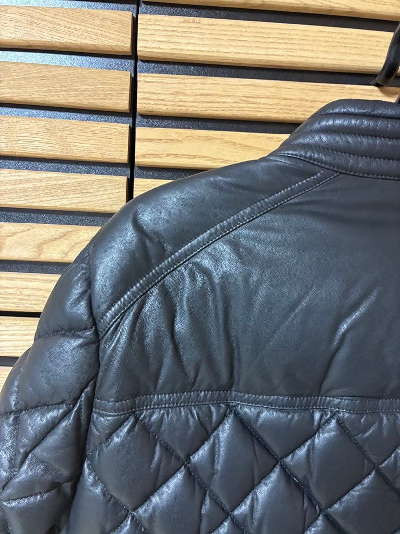 MONCLER GEMOT オールレザージャケット黒モンクレール キルティング