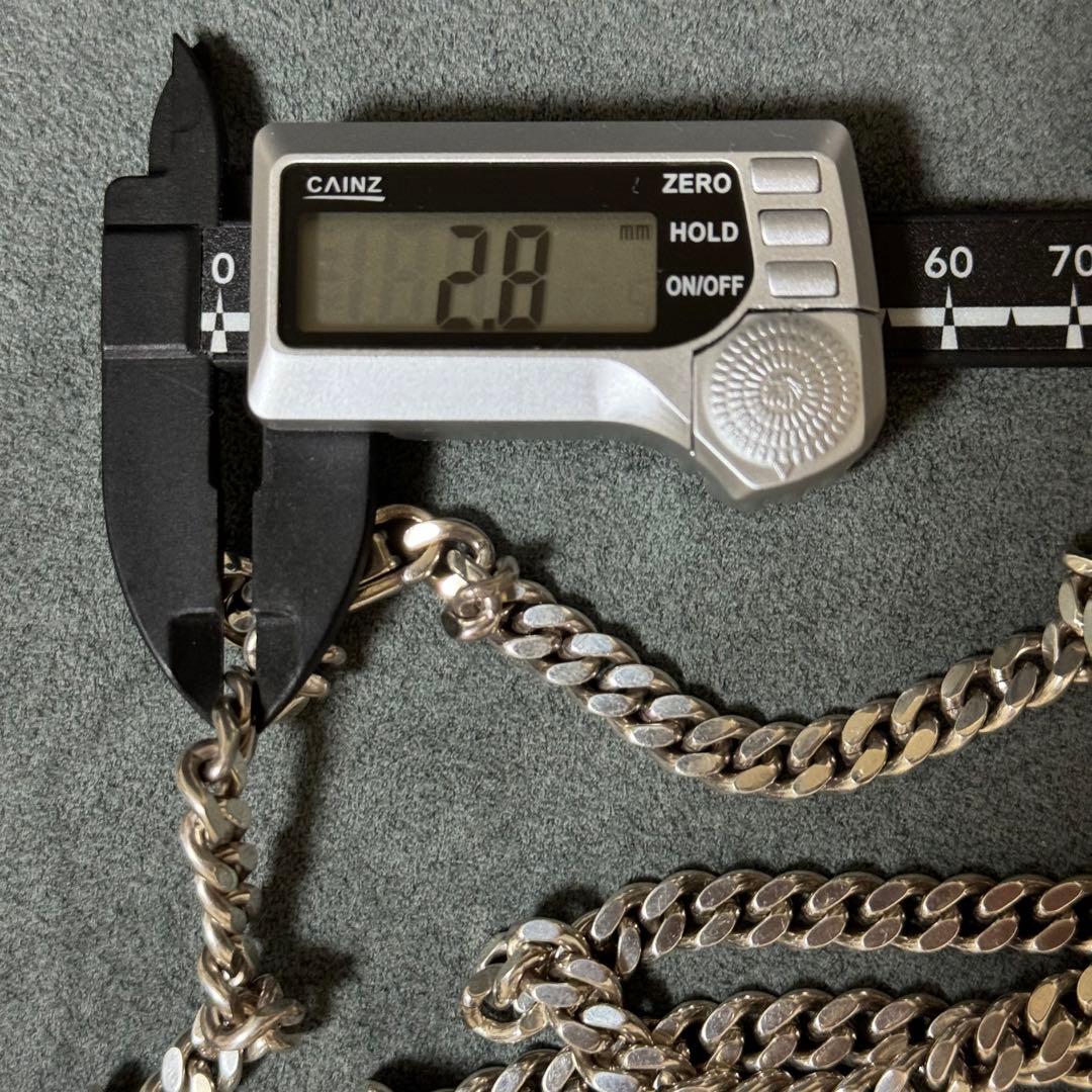 希少！シルバー925 2面シングル喜平ネックレス 60cm 67g 太め