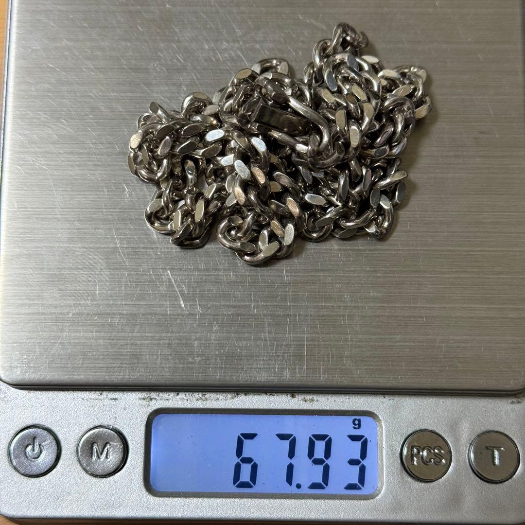 希少！シルバー925 2面シングル喜平ネックレス 60cm 67g 太め