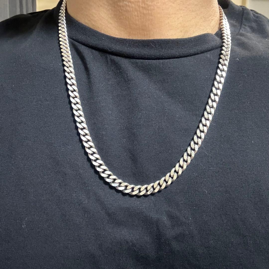 希少！シルバー925 2面シングル喜平ネックレス 60cm 67g 太め