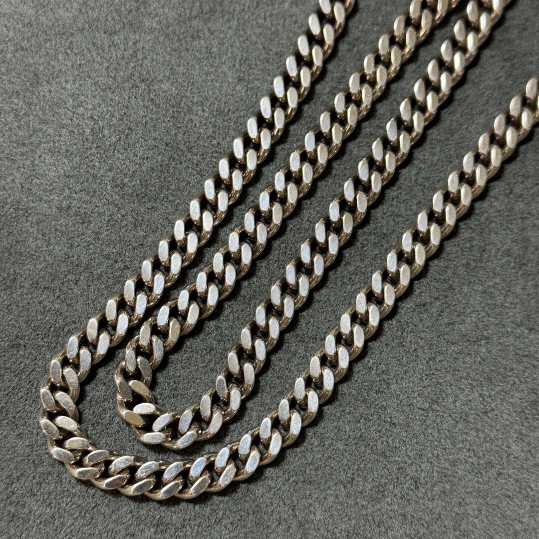 希少！シルバー925 2面シングル喜平ネックレス 60cm 67g 太め