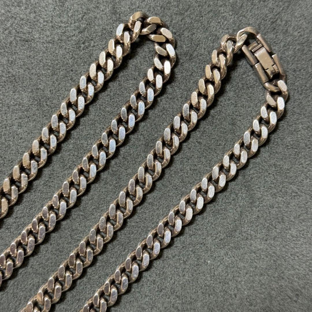 希少！シルバー925 2面シングル喜平ネックレス 60cm 67g 太め