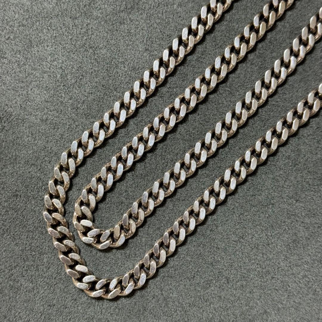 希少！シルバー925 2面シングル喜平ネックレス 60cm 67g 太め