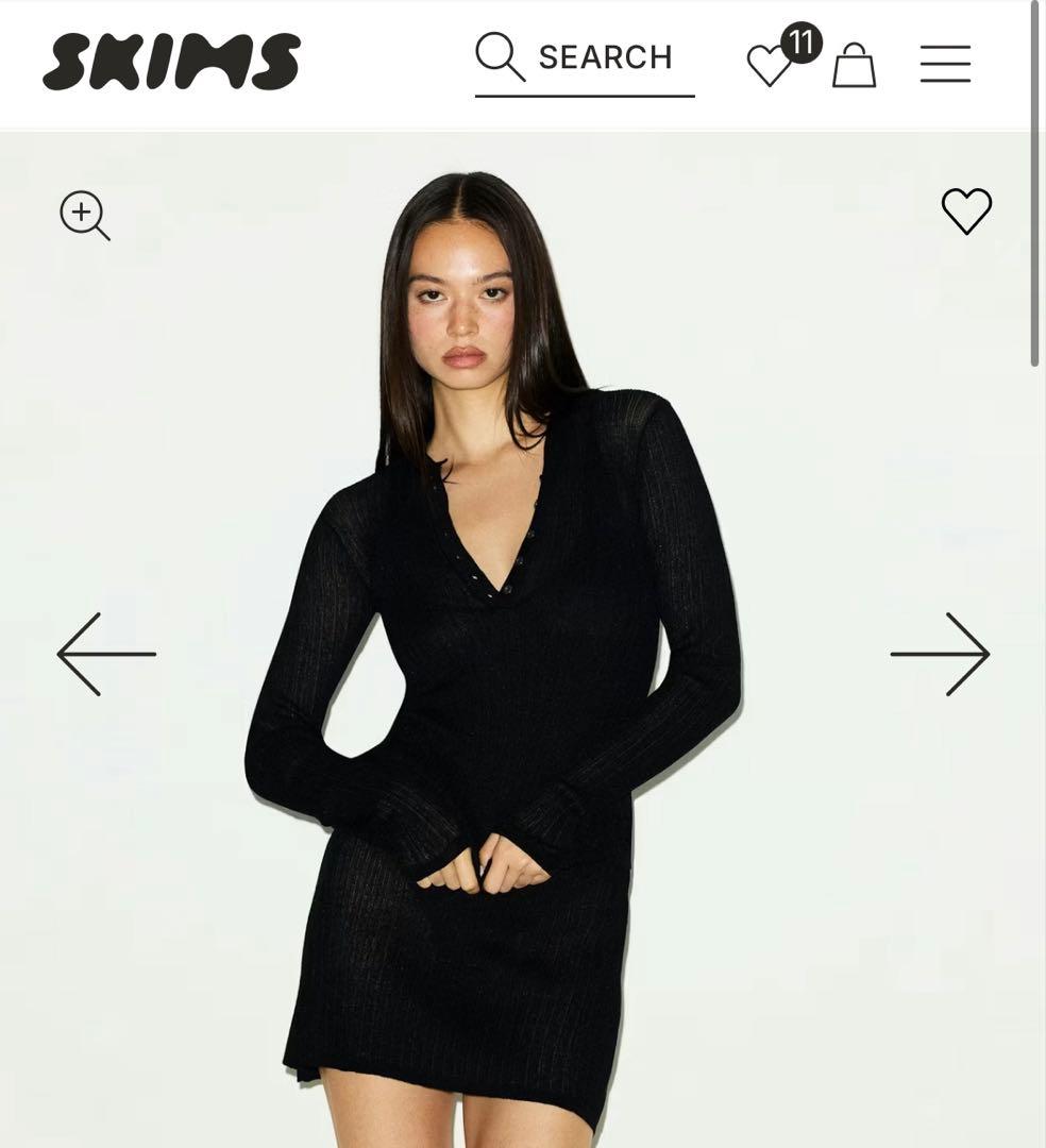 トップス SKIMS Sheer Knit Long Sleeve Henley