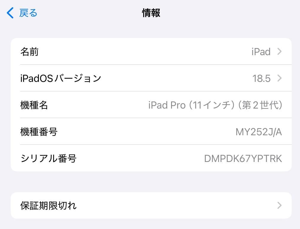 iPad Pro 11インチ 第2世代 シルバー 128GB　箱付き