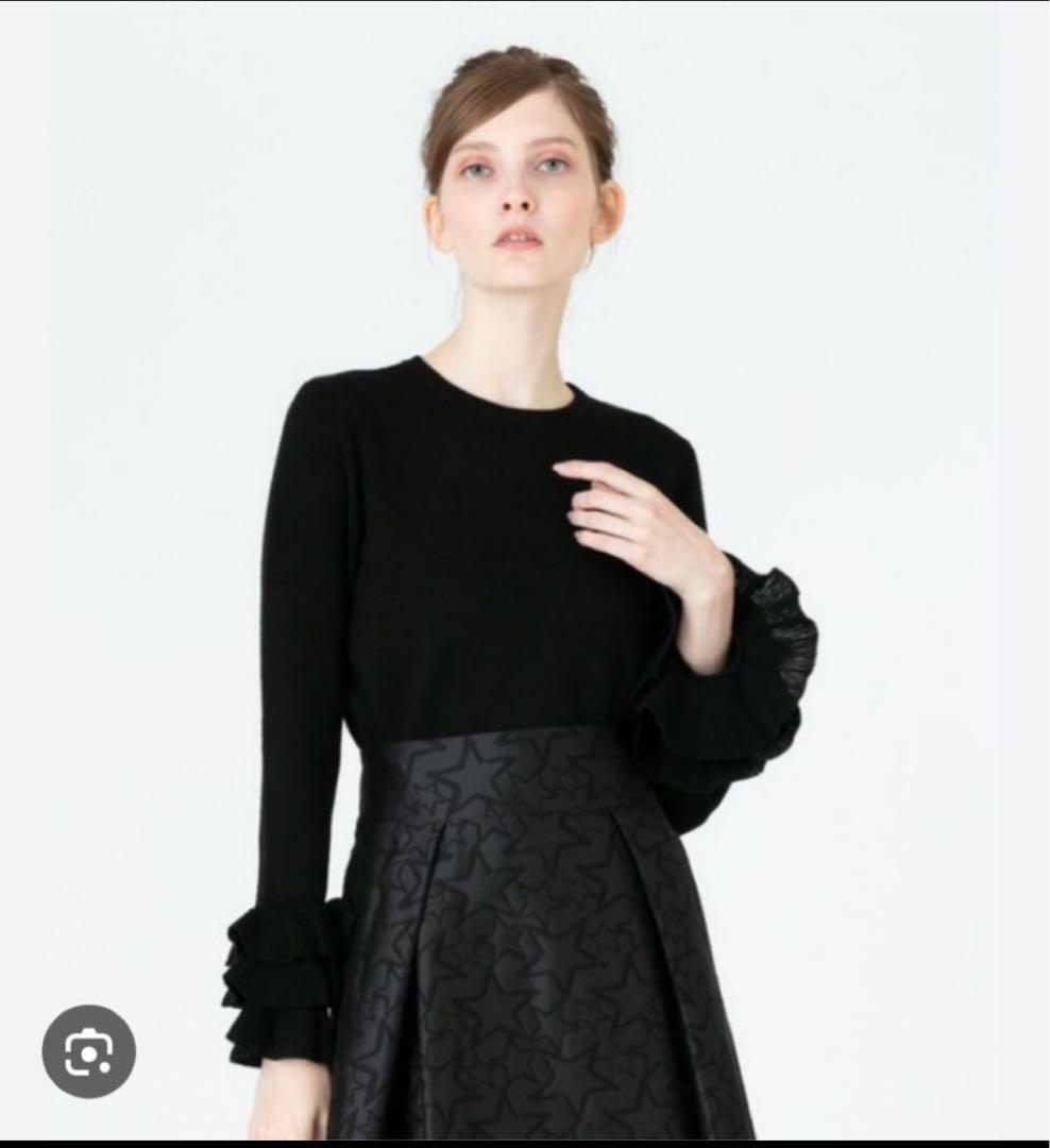 新品LOULOU WILLOUGHBY フリル袖 ブラックニット　トップス