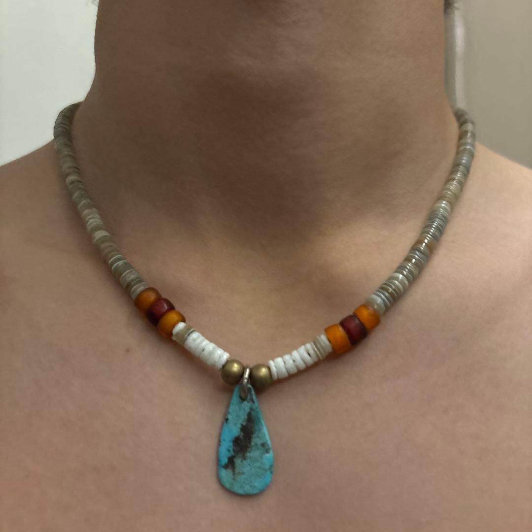 サントドミンゴ　シラガゾメ風　アメカジ　ネックレス　天然ターコイズ　ヴィンテージ