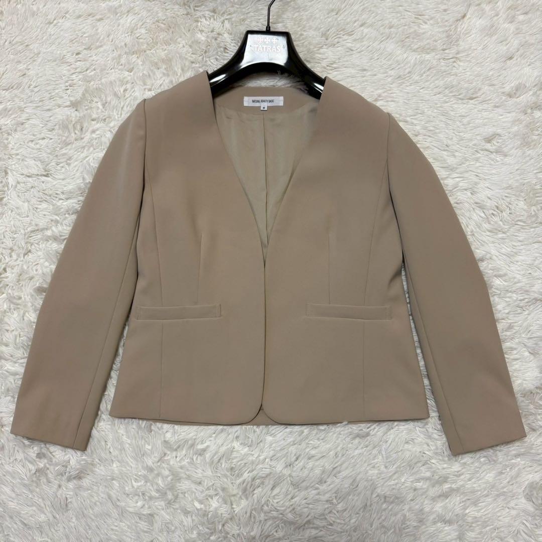 美品✨ナチュラルビューティーベーシック パンツスーツ ノーカラー ウォッシャブル