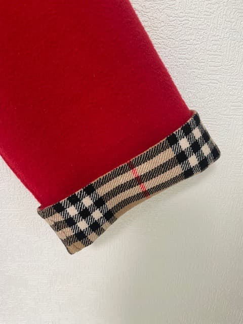 美品 バーバリー 希少赤 ダブルブレスト コート タータンチェック