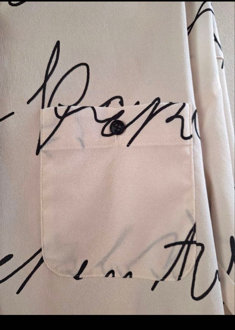 Vermeil par IENA 線描きプリント バンドカラー シャツ 長袖