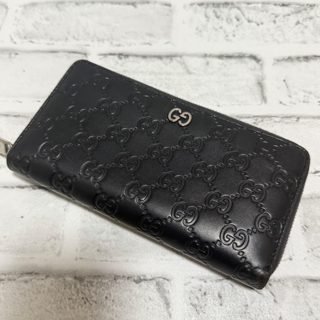美品✨グッチ 長財布 シマ GG ドリアン インターロッキング レザー ネイビー