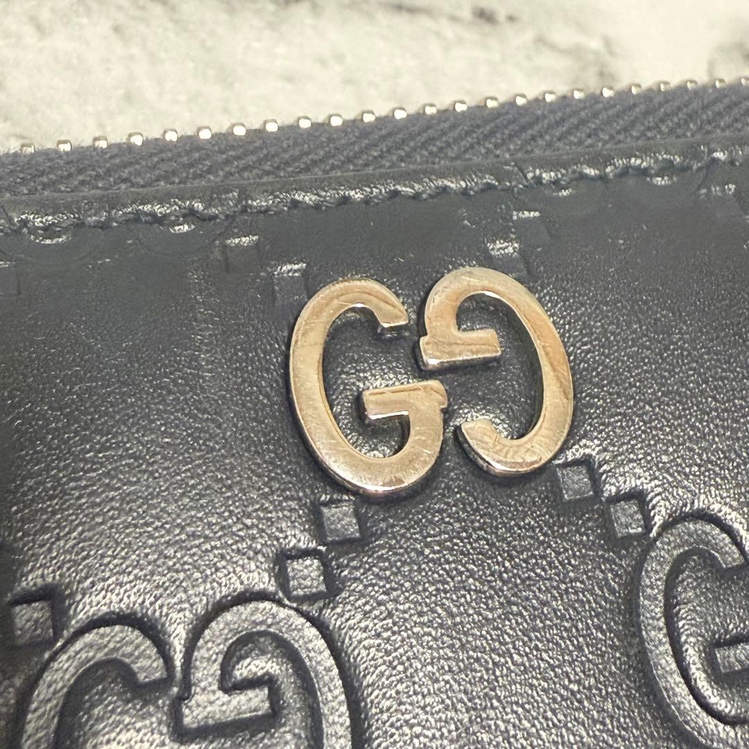 美品✨グッチ 長財布 シマ GG ドリアン インターロッキング レザー ネイビー