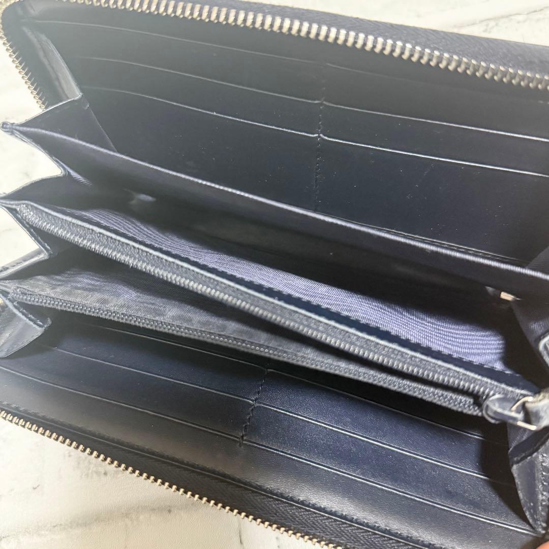 美品✨グッチ 長財布 シマ GG ドリアン インターロッキング レザー ネイビー