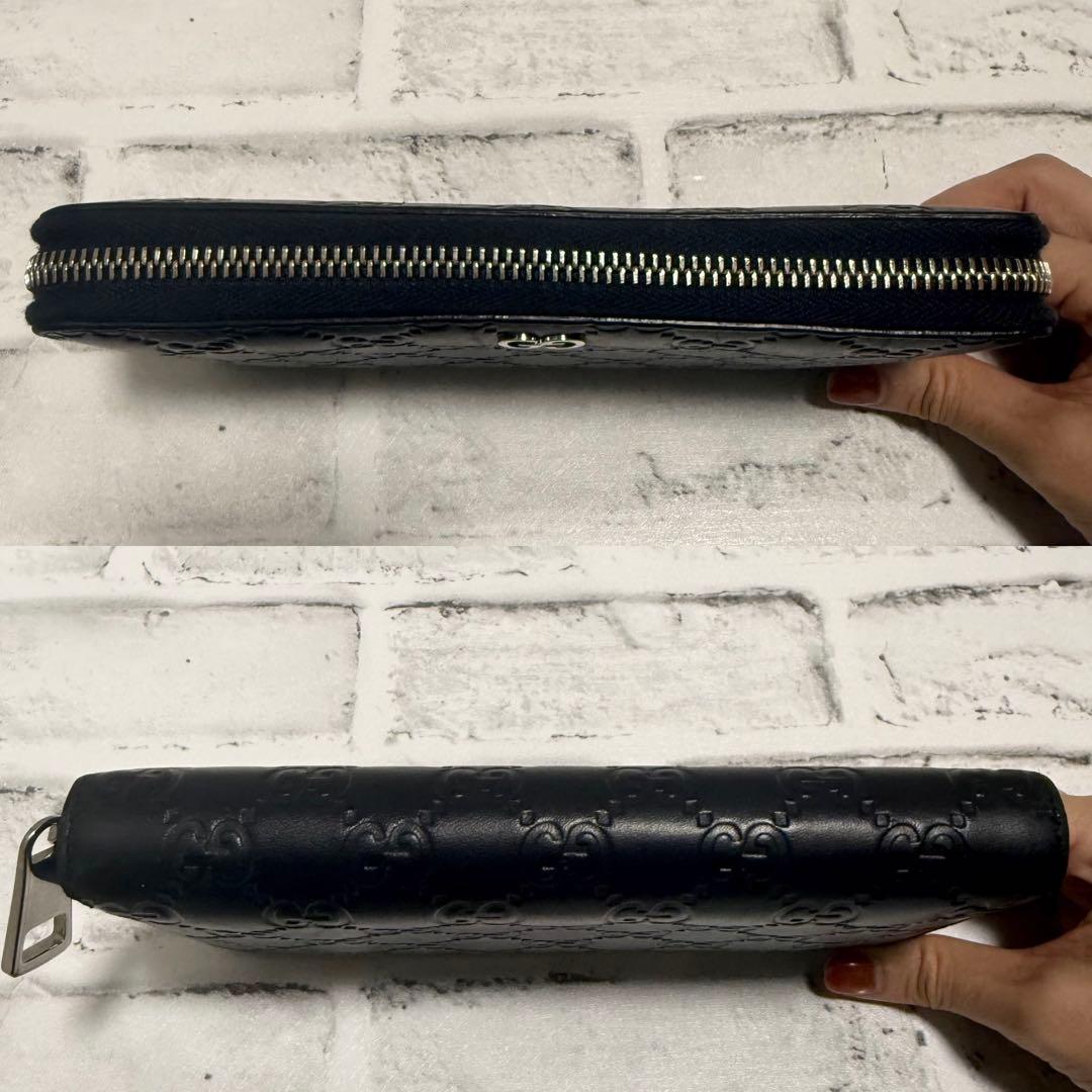 美品✨グッチ 長財布 シマ GG ドリアン インターロッキング レザー ネイビー