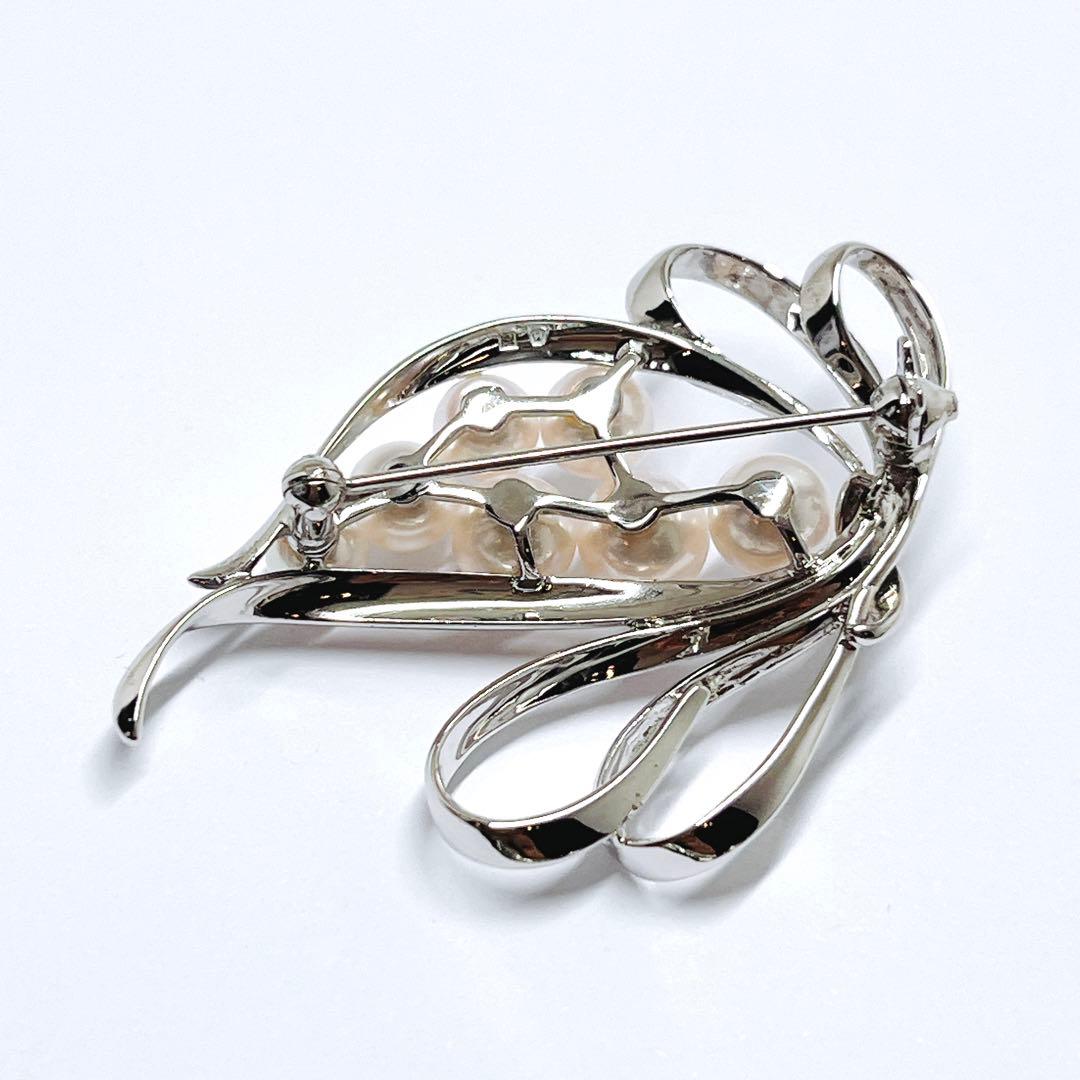 極美品✨MIKIMOTO ミキモト パール　ブローチ　　リボン　フラワー