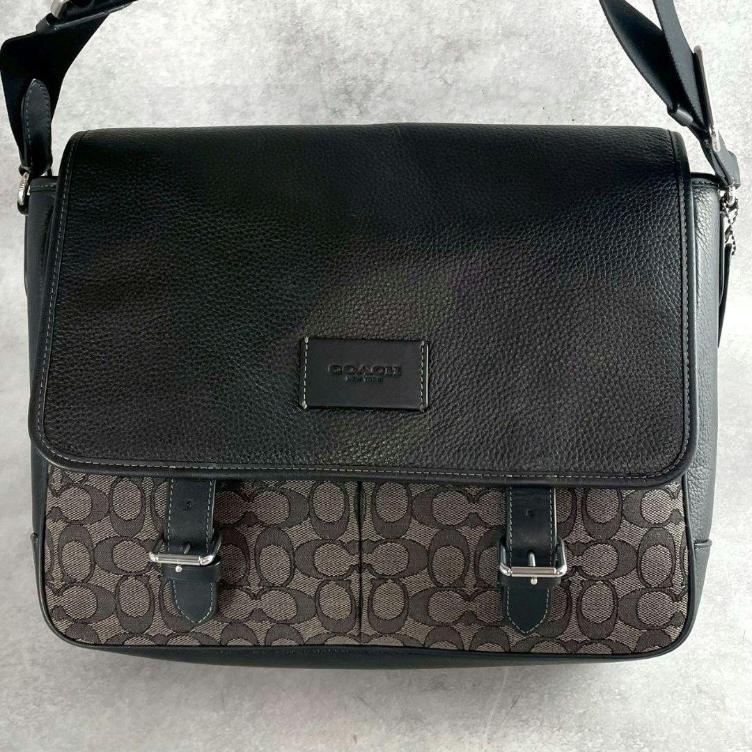 レア 極美品 コーチ スプリント メッセンジャーバッグ A4 レザー ロゴ 黒