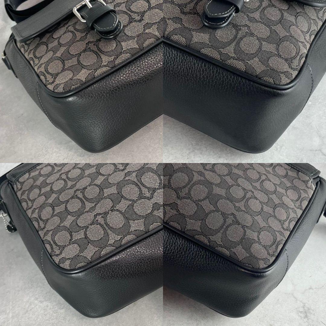 レア 極美品 コーチ スプリント メッセンジャーバッグ A4 レザー ロゴ 黒