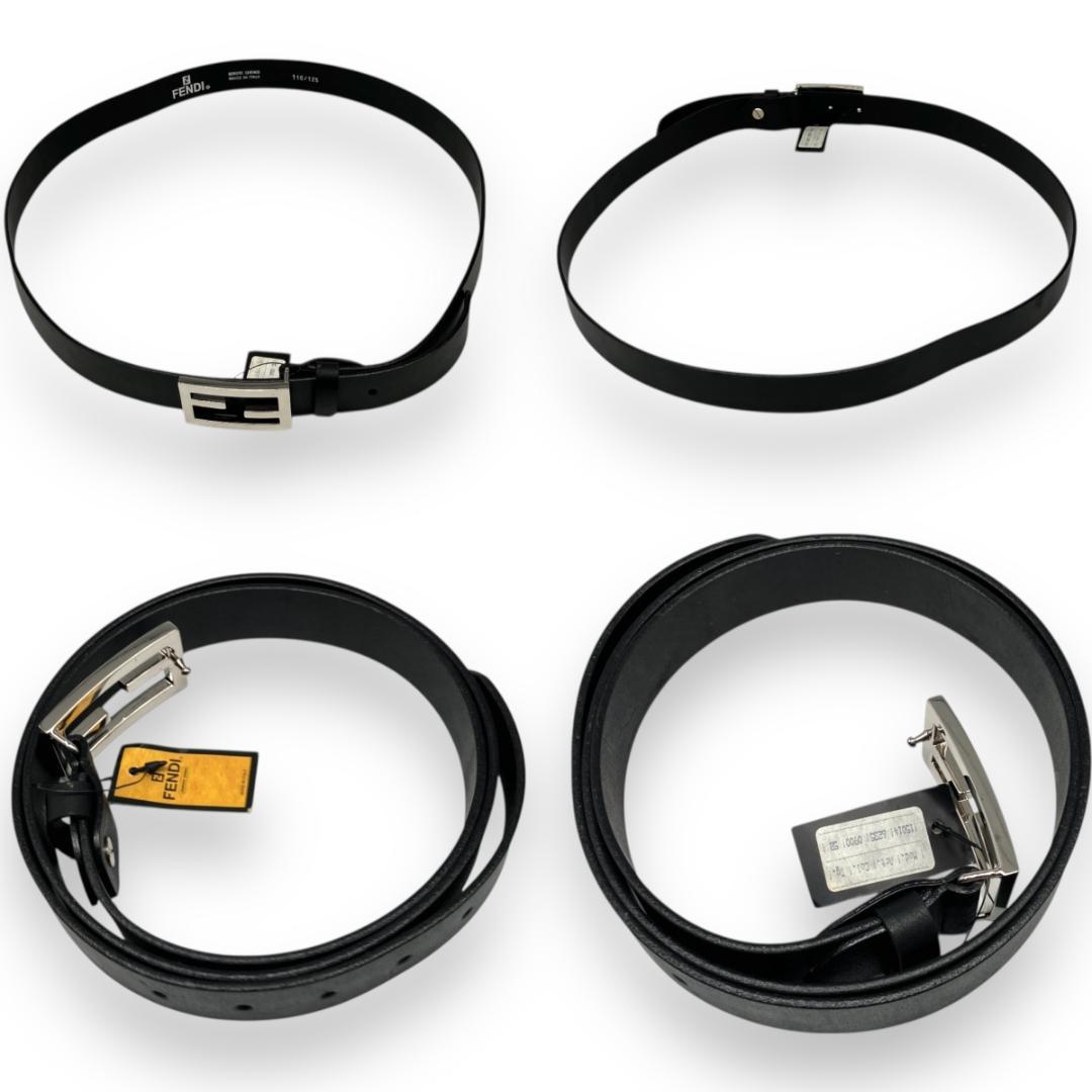 FENDI フェンディ FF金具 ベルト シルバー ブラック イタリア製