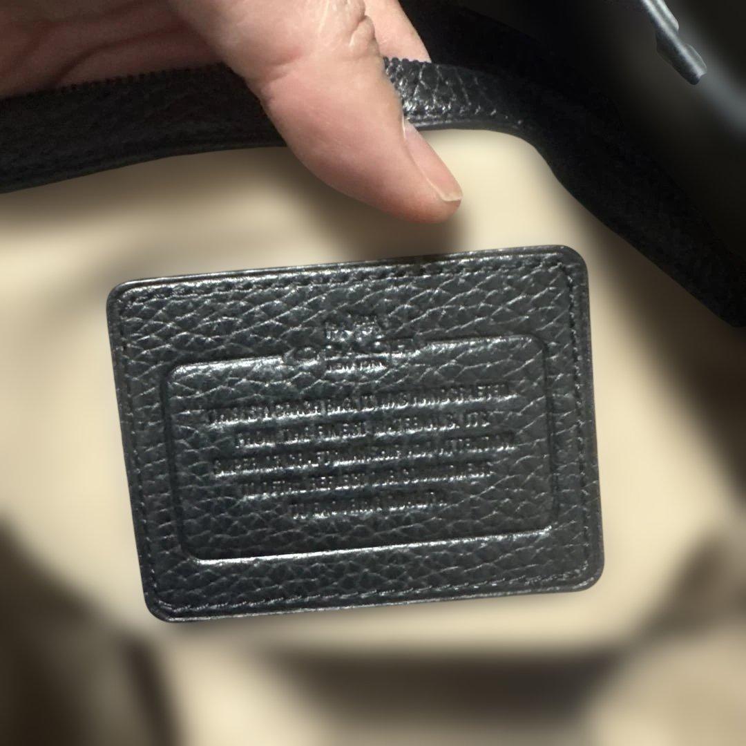 COACH ネイビー 黒レザー トートバック　A4ネイビー レザー トートバッグ