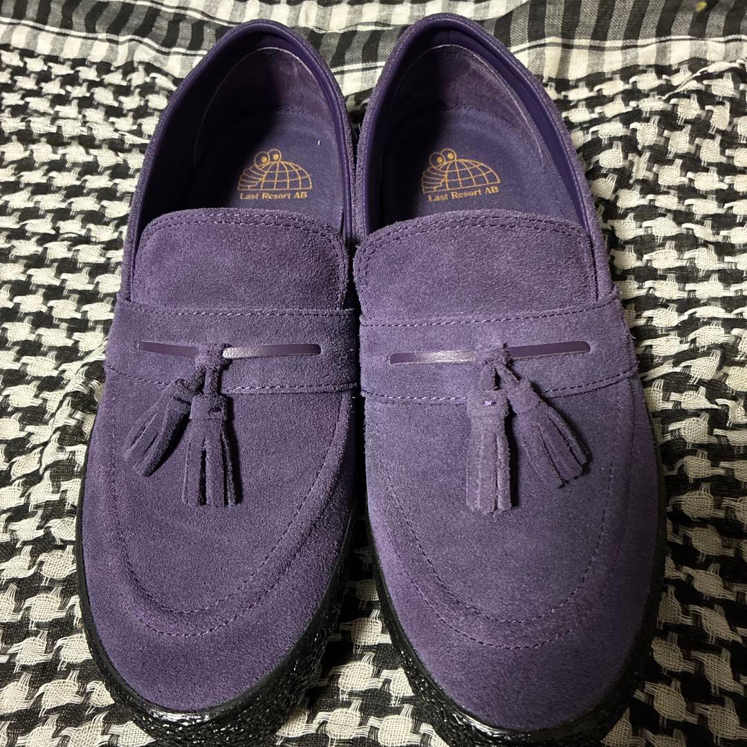 紫色 スエード タッセル付きスニーカーローファー