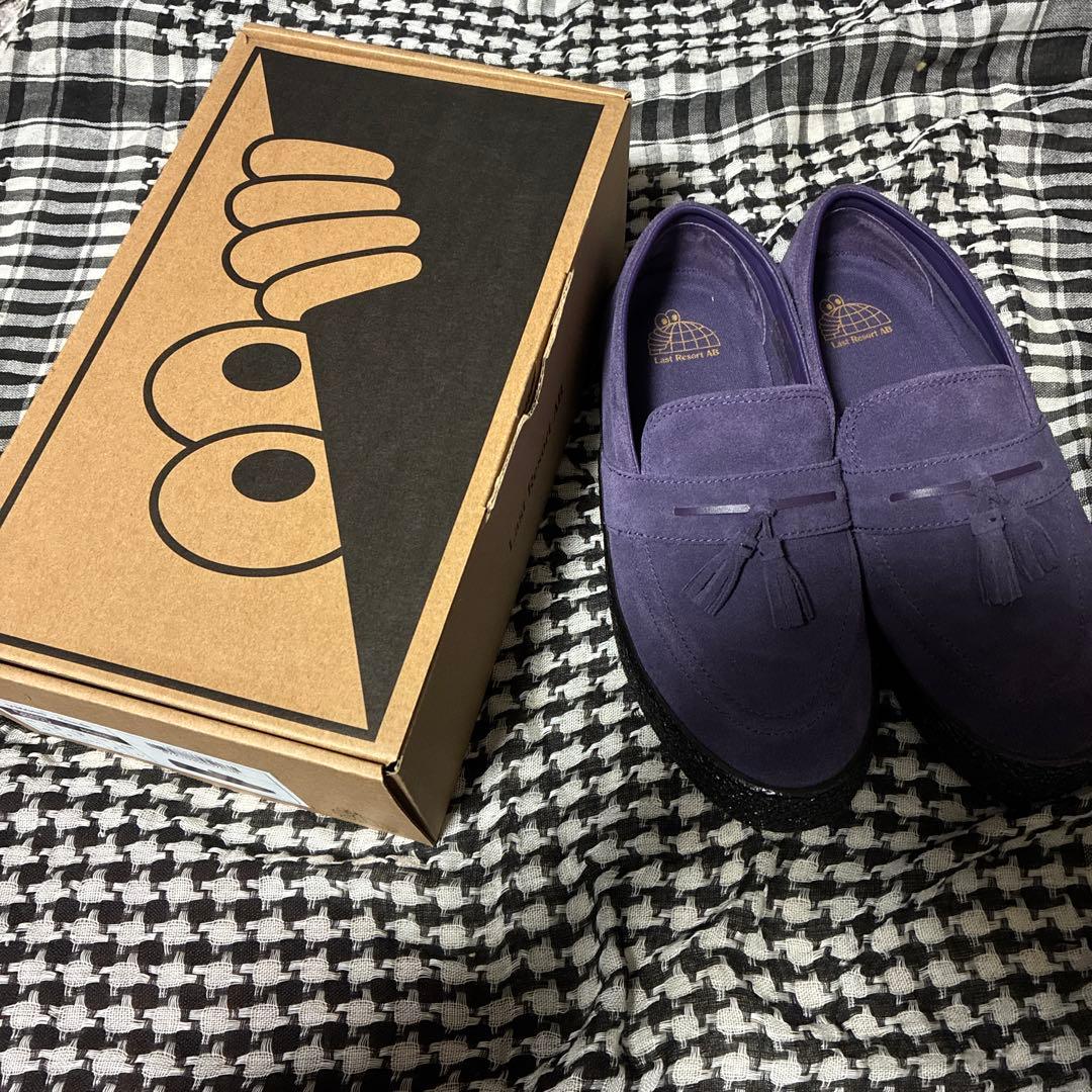 紫色 スエード タッセル付きスニーカーローファー