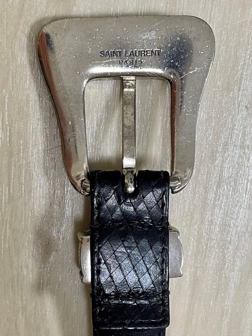 希少パイソンレザー 14SS サンローランパリ ウェスタンレザーベルト 80