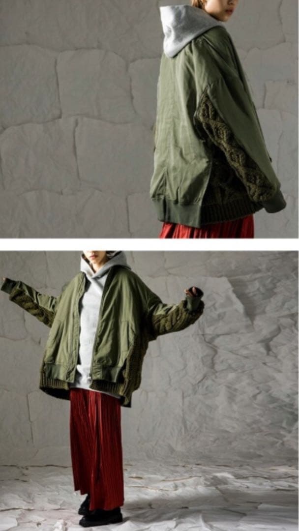 アンティカ ニット ドッキング MA-1 レディースアウター