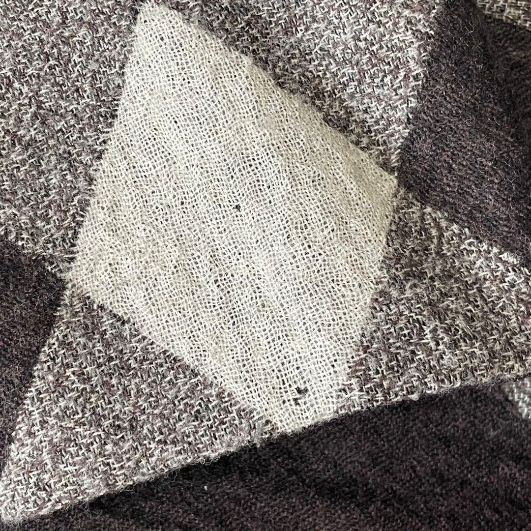 慈雨 ジウ センソユニコ コート チェック 総柄 変形 ウール サイズ40 L