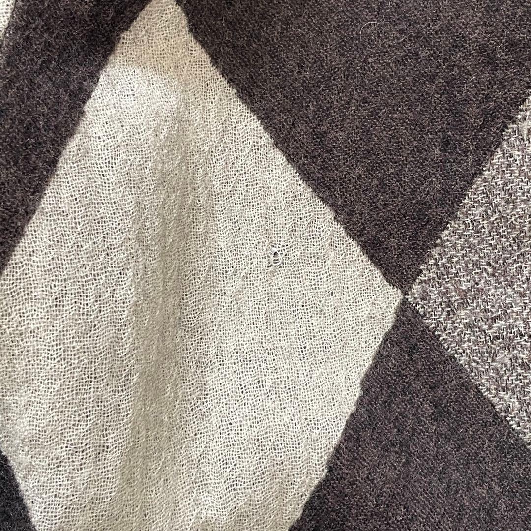 慈雨 ジウ センソユニコ コート チェック 総柄 変形 ウール サイズ40 L