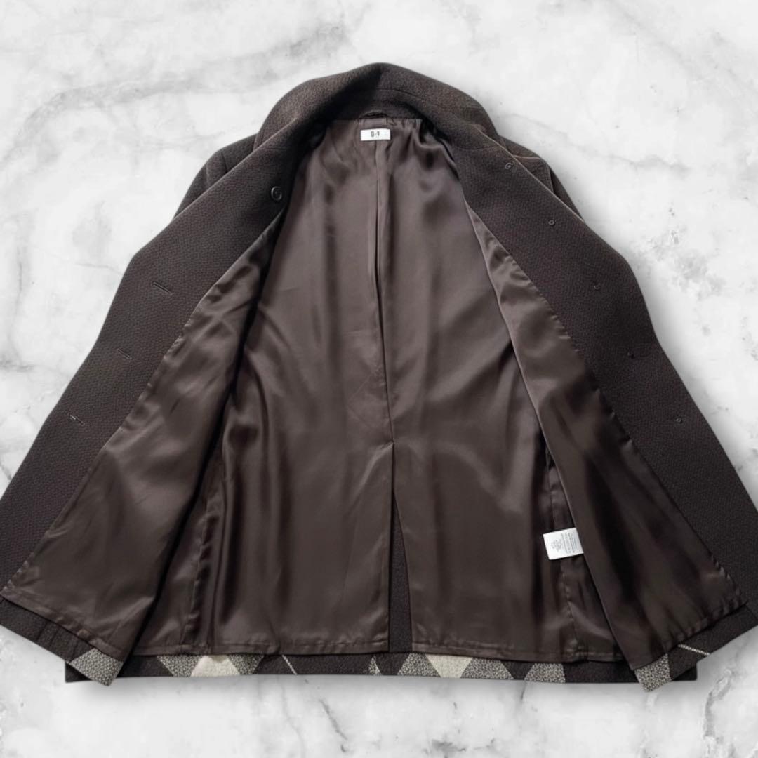 慈雨 ジウ センソユニコ コート チェック 総柄 変形 ウール サイズ40 L