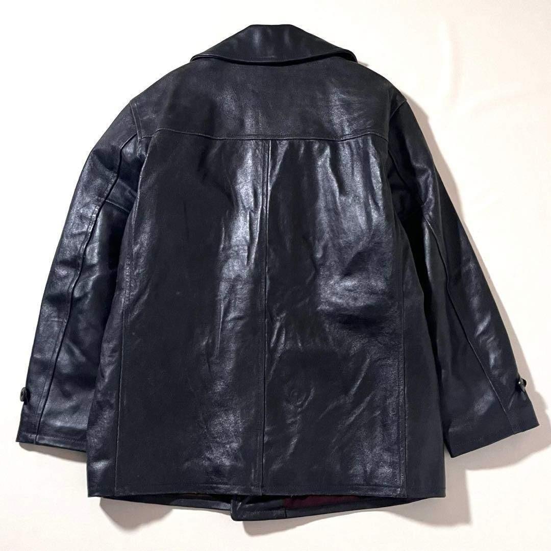 【良品】DOG FIGHT/ドッグファイト　レザー Pコート　本革　ジャケット