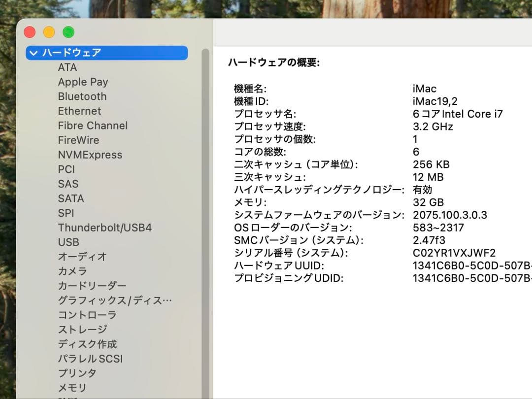 Macデスクトップ iMac 21.5 2019 i7 32GB SSD 2TB