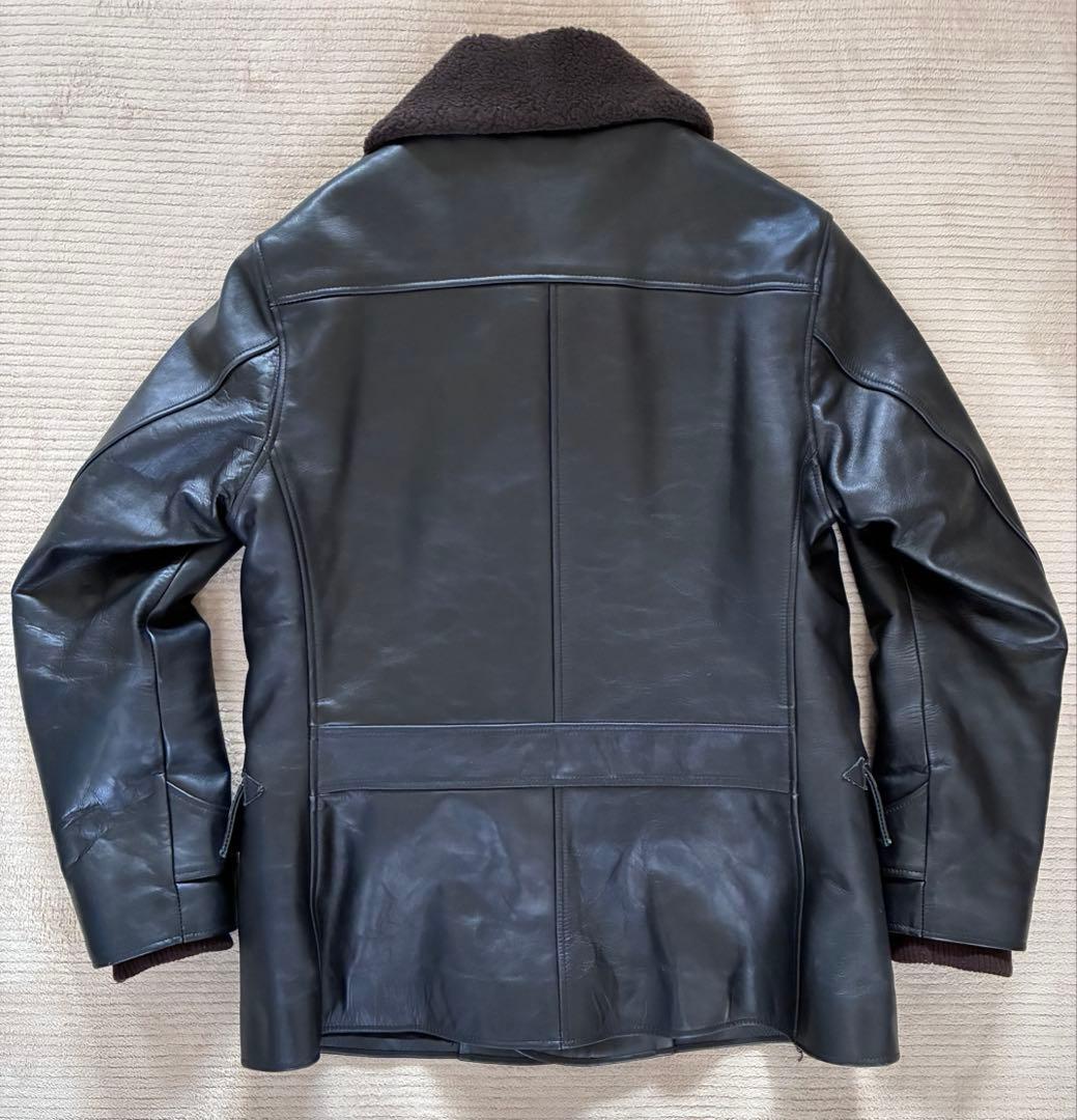 【！週末限定価格！】VICTIM ブラック レザーダブルカーコート